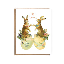 Load image into Gallery viewer, Easter Card - Two Easter Bunnies Fist Bump - Saratoga Botanicals, LLC
