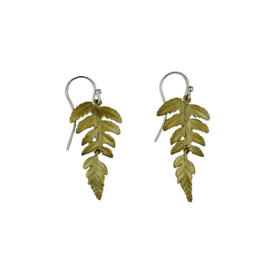 Fern Earrings - Large Single Leaf Wire - Saratoga Botanicals, LLC