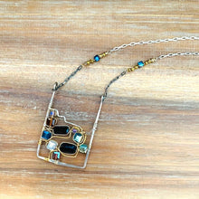 Load image into Gallery viewer, Modern Art Wire Wrapped Sterling Necklace wtih Swarovski Crystals - Saratoga Botanicals, LLC
