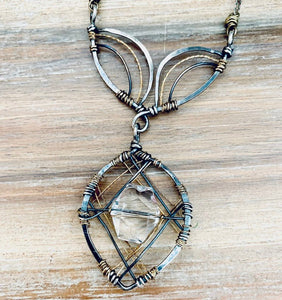 Quartz Crystal Stunning Wire Wrapped Necklace - Saratoga Botanicals, LLC