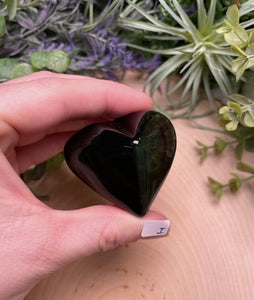 Rainbow Obsidian Heart- Copper Ashes - Saratoga Botanicals, LLC